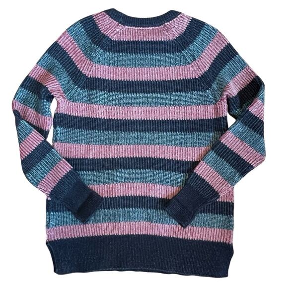 L.L. Bean Women’s Sz S Pink Blue Stripe Pullover Sweater Coastal Cotton - Picture 7 of 10